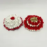 Elegant Multicoloured Satin Flower Embellished Bun For Girl And Women-thumb1