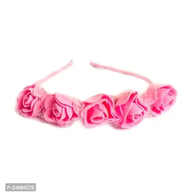 Elegant Pink Foam Flower Embellished Hair Band For Girl And Women-thumb0