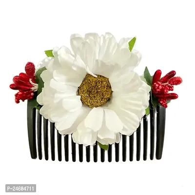 Elegant Multicoloured Fabric Embellished Comb Clip For Girl And Women