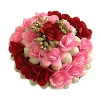 Elegant Multicoloured Satin Flower Embellished Bun For Girl And Women-thumb1