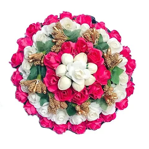 Elegant Satin Flower Embellished Bun For Girl And Women