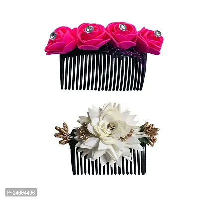 Elegant Multicoloured Velvet Embellished Comb Clip For Girl And Women