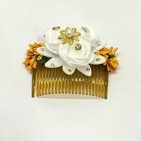 Elegant Foam Flower Embellished Comb Clip For Girl And Women