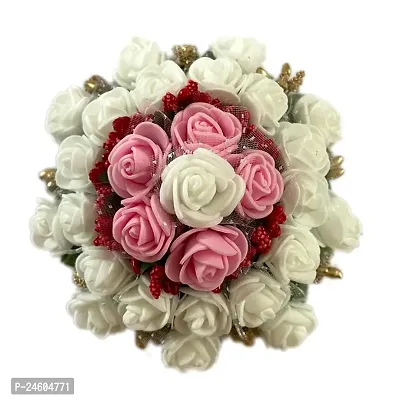 Elegant Multicoloured Foam Flower Embellished Bun For Girl And Women