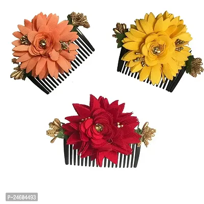 Elegant Multicoloured Velvet Embellished Comb Clip For Girl And Women