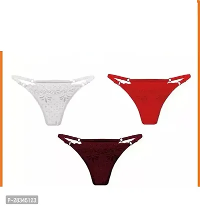 Classic Lace Solid Thong Brief for Women, Pack of 3