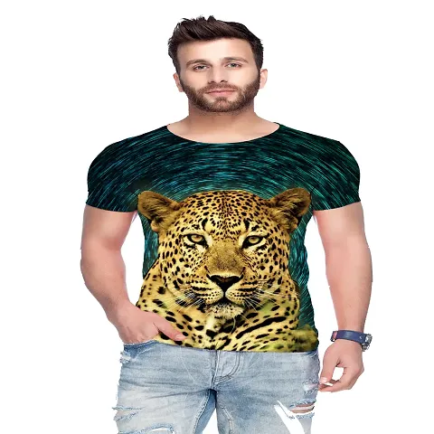 Men's Multicoloured Polyester Blend Animal Printed T Shirt