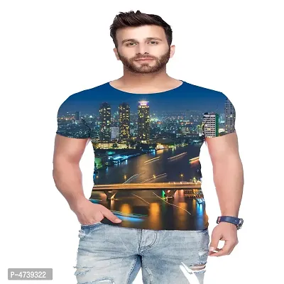 Men's Multicoloured Polyester Blend Printed Round Neck Tees-thumb0