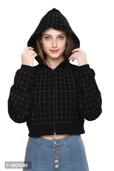 Women's Cotton Crop Hoody Sweatshirt-thumb3