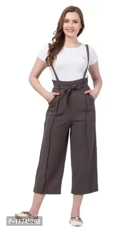 Stylish Brown Polyester Viscose Blend Solid Jumpsuit For Women