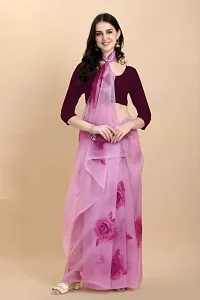 Classic Organza Saree with Blouse piece For Women-thumb1