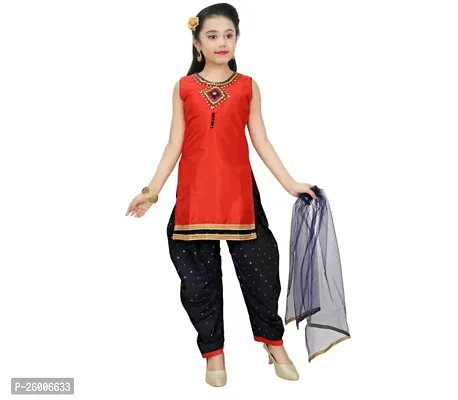 Alluring Red Jaquard Stitched Salwar Suit Sets For Girls
