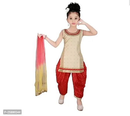 Alluring Beige Jaquard Stitched Salwar Suit Sets For Girls-thumb0
