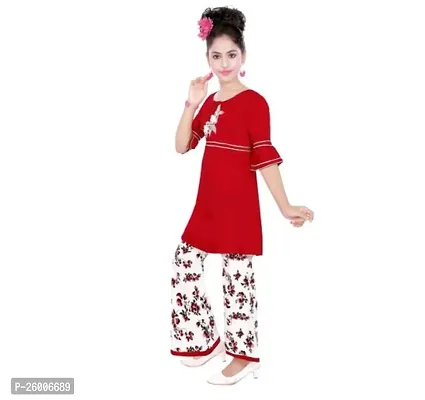 Alluring Red Rayon Stitched Salwar Suit Sets For Girls-thumb0