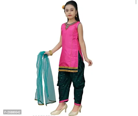 Alluring Pink Jaquard Stitched Salwar Suit Sets For Girls