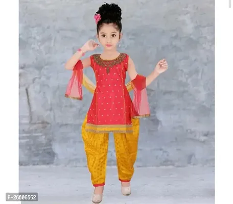 Alluring Red Jaquard Stitched Salwar Suit Sets For Girls