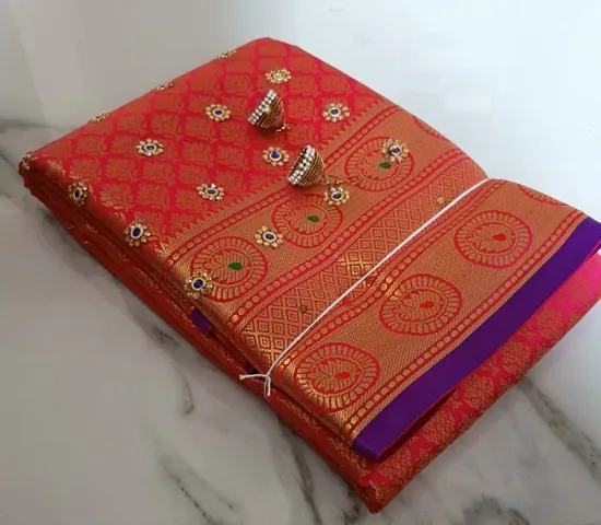 Kanjeevaram Banarasi Brocade Silk Saree in 6 Colours