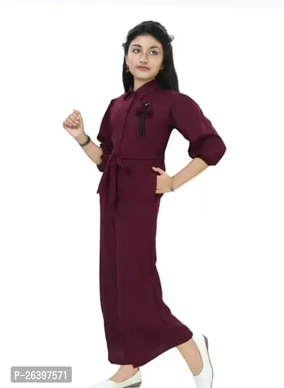 Fabulous Maroon Cotton Blend Solid Top With Bottom For Girls