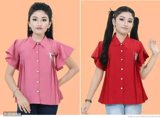 Stylish Girls Cotton Blend Casual Top Pack of 2
