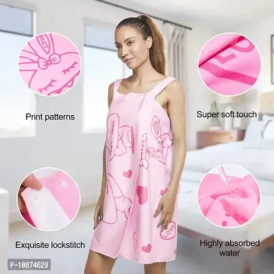 Stylish Fancy Pink Free Size Bath Robe-thumb2