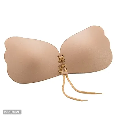 Be Sure Women's Silicone Wired Stick On, Invisible Push up, Sticky, Strapless Bra Beige-thumb0