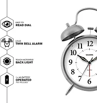 Be Sure Table Alarm Clock Vintage Look Twin Bell with Night LED Display And Loud Sound Alarm Voice for Heavy Sleepers Kids and Students, Home and Office, Loud Bell Alarm (Silver)-thumb3