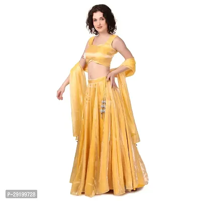 Stylish Yellow Cotton Embroidered Lehenga Choli Set For Women-thumb2