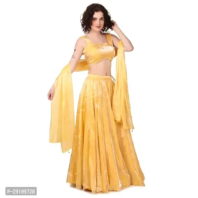 Stylish Yellow Cotton Embroidered Lehenga Choli Set For Women-thumb0