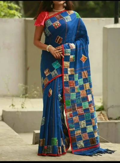 Elegant Khadi Cotton Saree with Blouse piece 