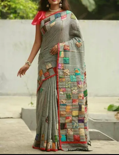 Nakshi Kantha Applique Work Cotton Sarees