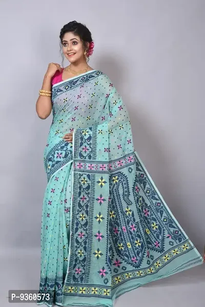 Beautiful Cotton Multicoloured Jamdani Saree For Women