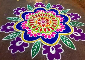 Ikka Rangoli Powder Colors Floor Arts 5 Multicolor Rangoli Powder 300gm Each(Red,Sky Blue,Dark Blue,Yellow,White) Rangoli Colour Powder for Diwali, Navratri Pongal Pooja Mandir-thumb2