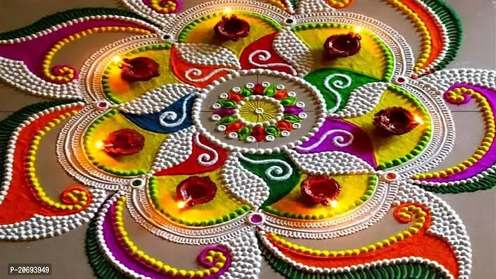 Ikka Rangoli Powder Colors Floor Arts 5 Multicolor Rangoli Powder 200gm Each(Red,Sky Blue,Dark Blue,Yellow,White) Rangoli Colour Powder for Diwali, Navratri Pongal Pooja Mandir-thumb5