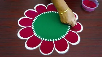 Ikka Rangoli Powder Premium Rangoli Colour for Diwali Navratri Pongal Pooja and Temple Multicolor (500gm x 3) Colours DarkGreen,Red,Yellow-thumb1