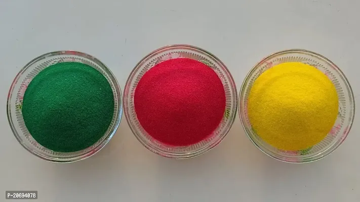 Ikka Rangoli Powder Premium Rangoli Colour for Diwali Navratri Pongal Pooja and Temple Multicolor (500gm x 3) Colours DarkGreen,Red,Yellow
