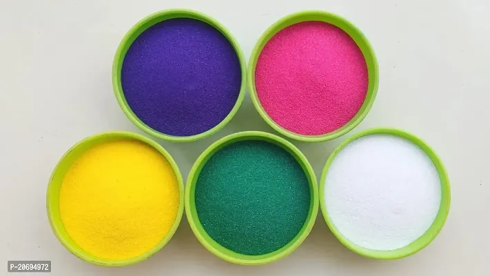 Ikka Rangoli Powder Multicolors Pack of 5 -Dark Blue,Pink,White,DarkGreen,Yellow(200gm Each) Kolam Rangoli Powder for Floor Diwali Decoration Items for Home