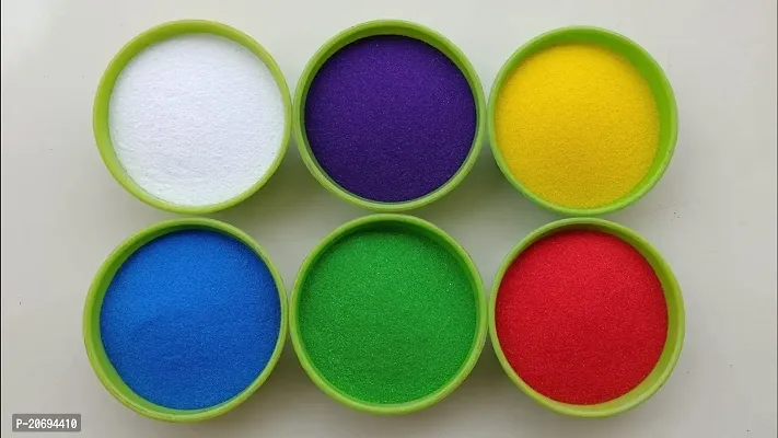 Ikka Rangoli Powder Colors Set of 6 Different Color Rangoli Colors 200 Grams in Each Packet(White,Dark Blue,Yellow,Sky Blue,Dark Green,Red)-thumb0