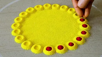 Ikka Rangoli Yellow Colour Pack of Rangoli Powder for Diwali, Navratri, Pongal Pooja Mandir Arts Ceramic for Creativity, Floor Diwali Decoration Items for Home-thumb3