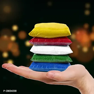 Ikka Rangoli Powder Colors Set of 6 Different Color Rangoli Colors 250 Grams in Each Packet(White,Dark Blue,Yellow,Sky Blue,Dark Green,Red)-thumb2