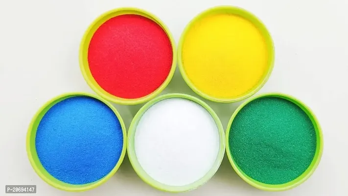 Ikka Rangoli Powder Multicolors Pack of 5 - Yellow,Red,White,DarkGreen,Sky Blue(300gm Each) Floor Arts Diwali Navratri Onam Pongal Pooja Room Home Decor