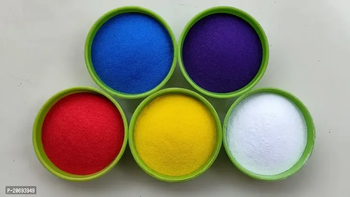 Ikka Rangoli Powder Colors Floor Arts 5 Multicolor Rangoli Powder 200gm Each(Red,Sky Blue,Dark Blue,Yellow,White) Rangoli Colour Powder for Diwali, Navratri Pongal Pooja Mandir-thumb0