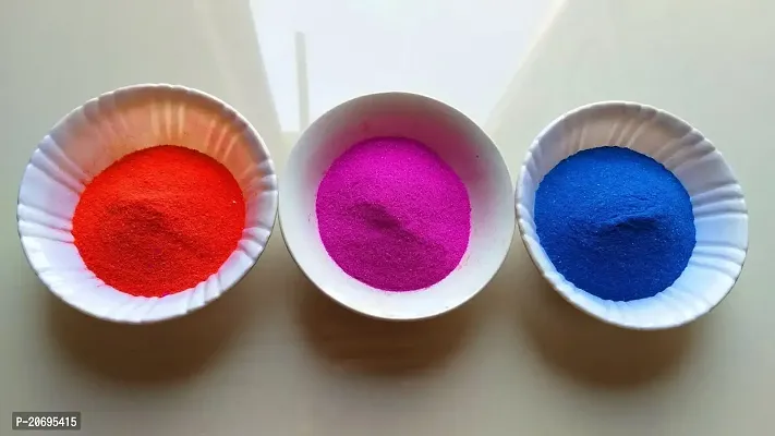 Ikka Rangoli Powder Colors Floor Arts Navratri Pongal Pooja Mandir (Set of 3 - Red,Pink,Blue) 200gm Each Kolam Rangoli Powder for Floor Diwali Decoration Items for Home