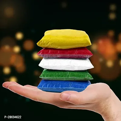 Ikka Rangoli Powder Multicolors Pack of 5 - Yellow,Red,White,DarkGreen,Sky Blue(200gm Each) Floor Arts Diwali Navratri Onam Pongal Pooja Room Home Decor-thumb2