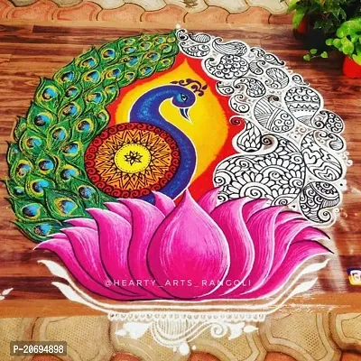 Ikka Rangoli Morni Colour in The Pack- 1 of Rangoli Powder for Diwali, Navratri, Pongal Pooja Mandir Arts Ceramic for Creativity, Diwali Floor Decoration-thumb4