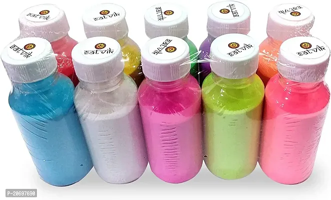 Ikka Rangoli Colors Kolam Powder in Bottles (100gm Each) Rangoli Powder for Navratri, Diwali Decorations | Colour Powder Set (10 Colour)