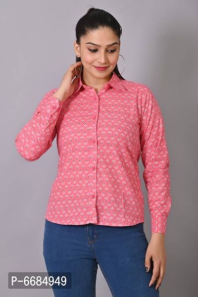 Pink Printed Pure Cotton Shirt for Girls