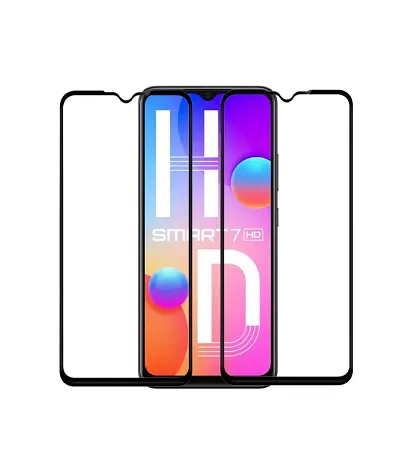 Aliean Tempered Glass For Infinix Smart 7 HD Screen Protector Edge to Edge Coverages with HD Clearance Premium Tempered Glass, Full Adhesives Glass INFINIX SMART 7 HD (Pack of 2)