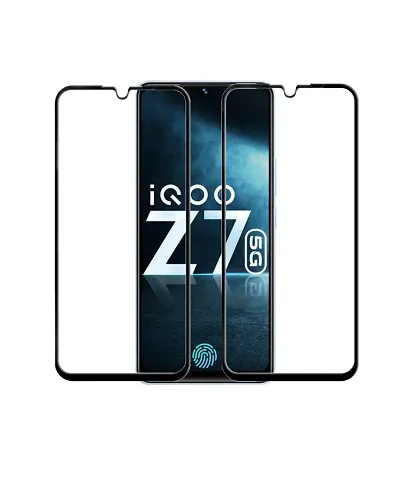 Aliean Tempered Glass For Vivo iQoo Z7 5G Screen Protector Edge to Edge Coverage with HD Clearances Premium Tempered Glass, Full Adhesive Glass VIVO IQOO Z7 5G (Pack of 2)