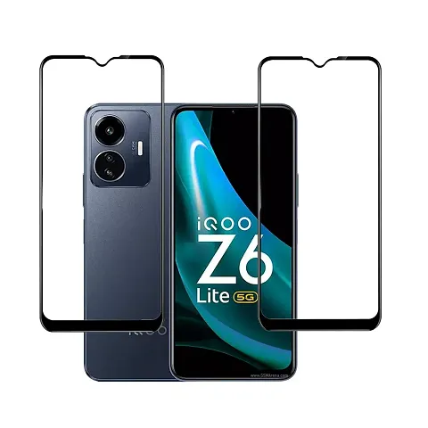 Aliean Tempered Glass for Vivo Iqoo Z6 Lite 5G Screen Protector Edge to Edge Coverage with HD Clearances Premium Tempered Glass, Full Adhesives Glass VIVO IQOO Z6 LITE 5G (Pack of 2)