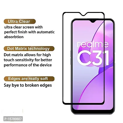 ALIEAN Tempered Glass for Realme C31 Screen Protector Edge to Edge Coverage with HD Clearance Premium Tempered Glass, Full Adhesive Glass Realme C31 (Pack of 2)-thumb3